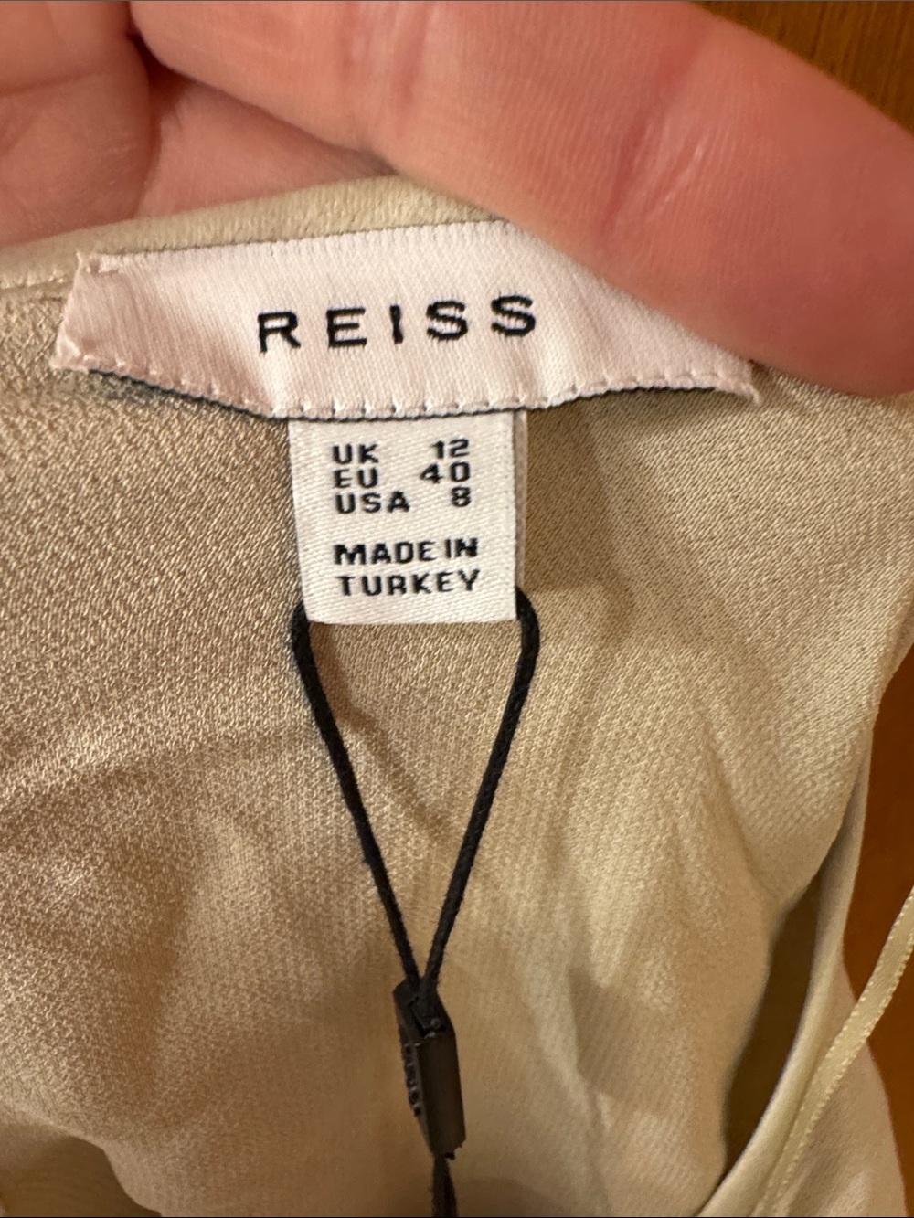 Reiss 100% Viscose Light Beige Tie-Detail Balloon Sleeve Top - Picture 10 of 12
